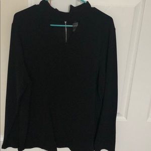 black long sleeve shirt with keyhole neck